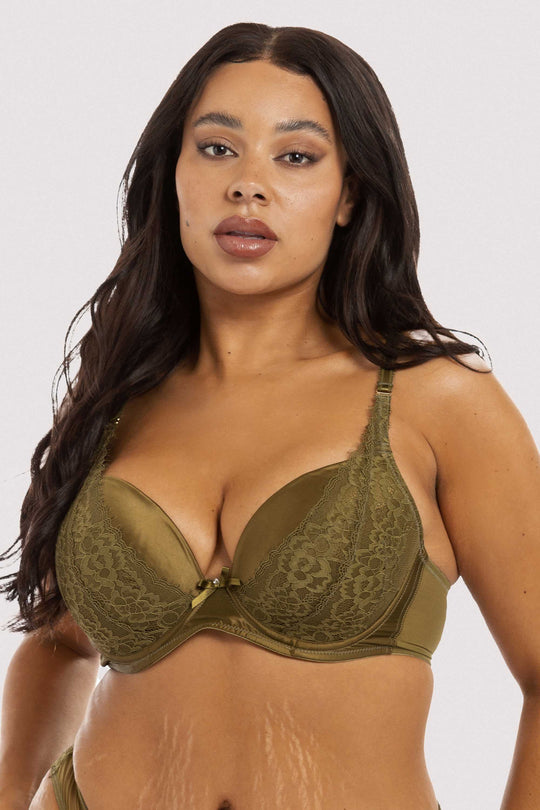 Sophia Olive Plunge Push Up Bra