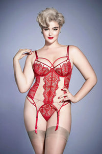 Red Corsolette Vintage style Lingerie