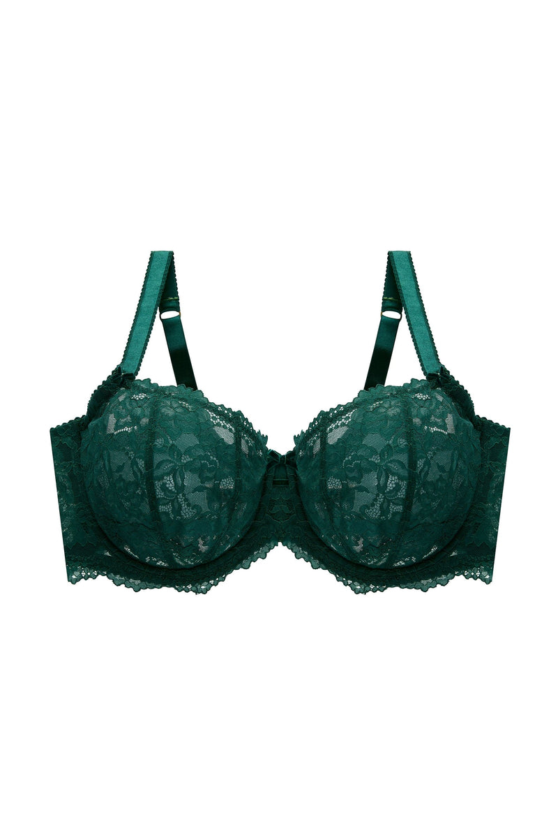 Cora Green Lace Underwire Balconette Curve Bra