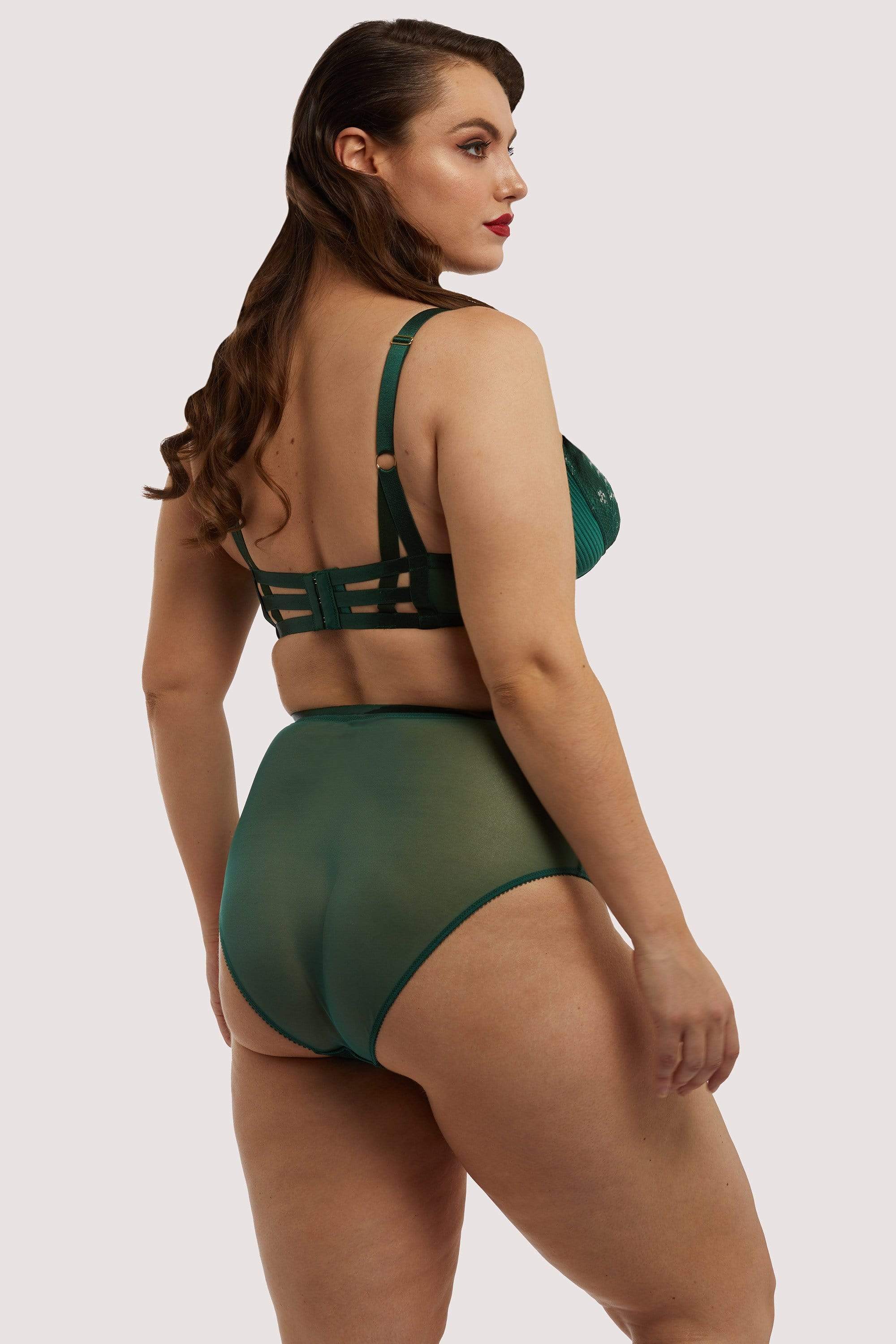 Madame X High Waist Bottle Green Curve Brief – Playful Promises