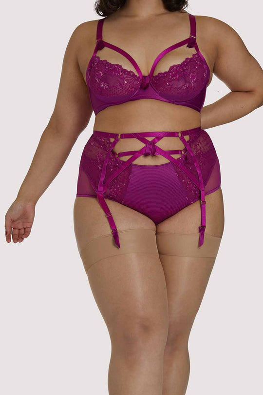 Madame X Magenta Curve Suspender Belt