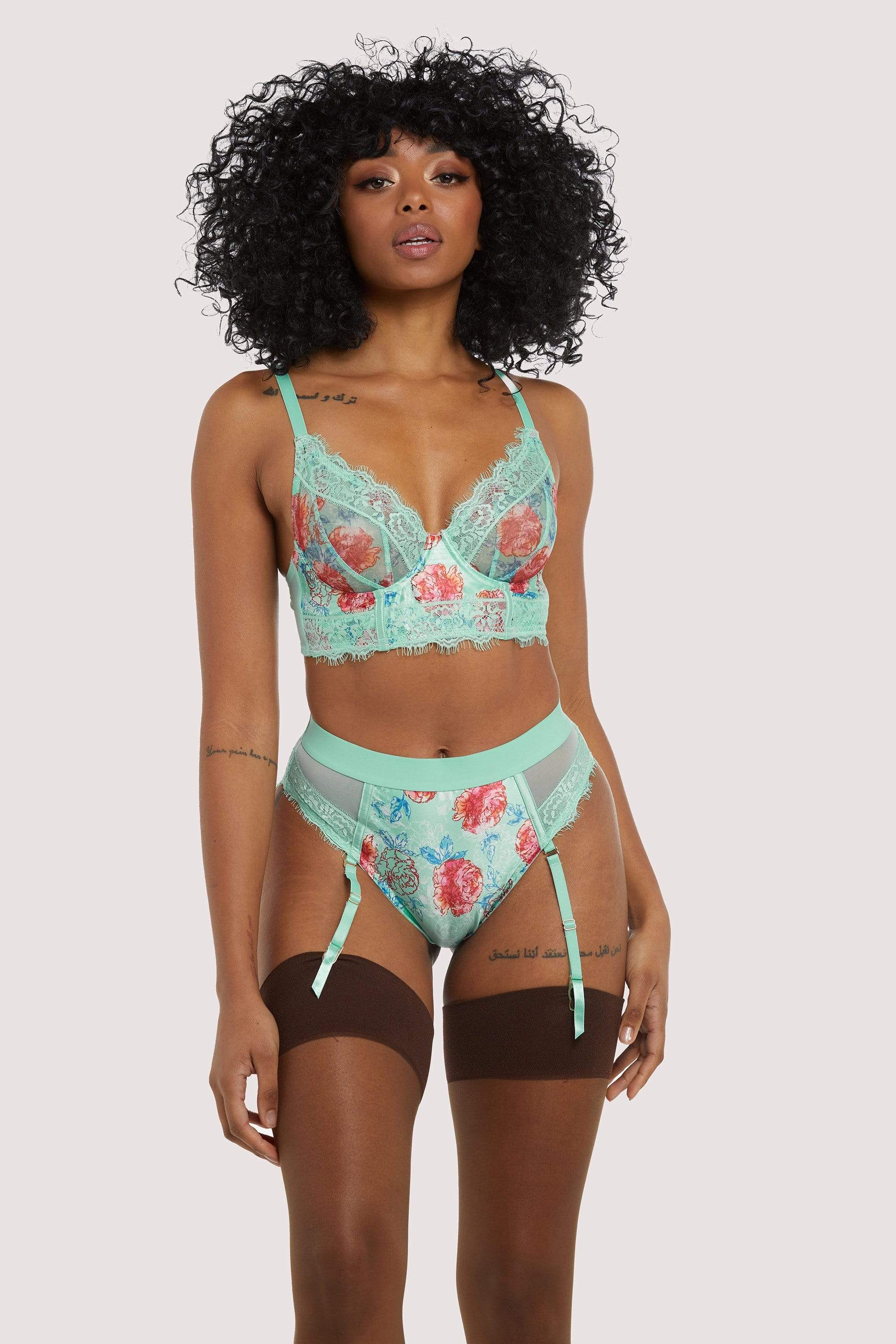 Sabey Mint Floral Longline Bra
