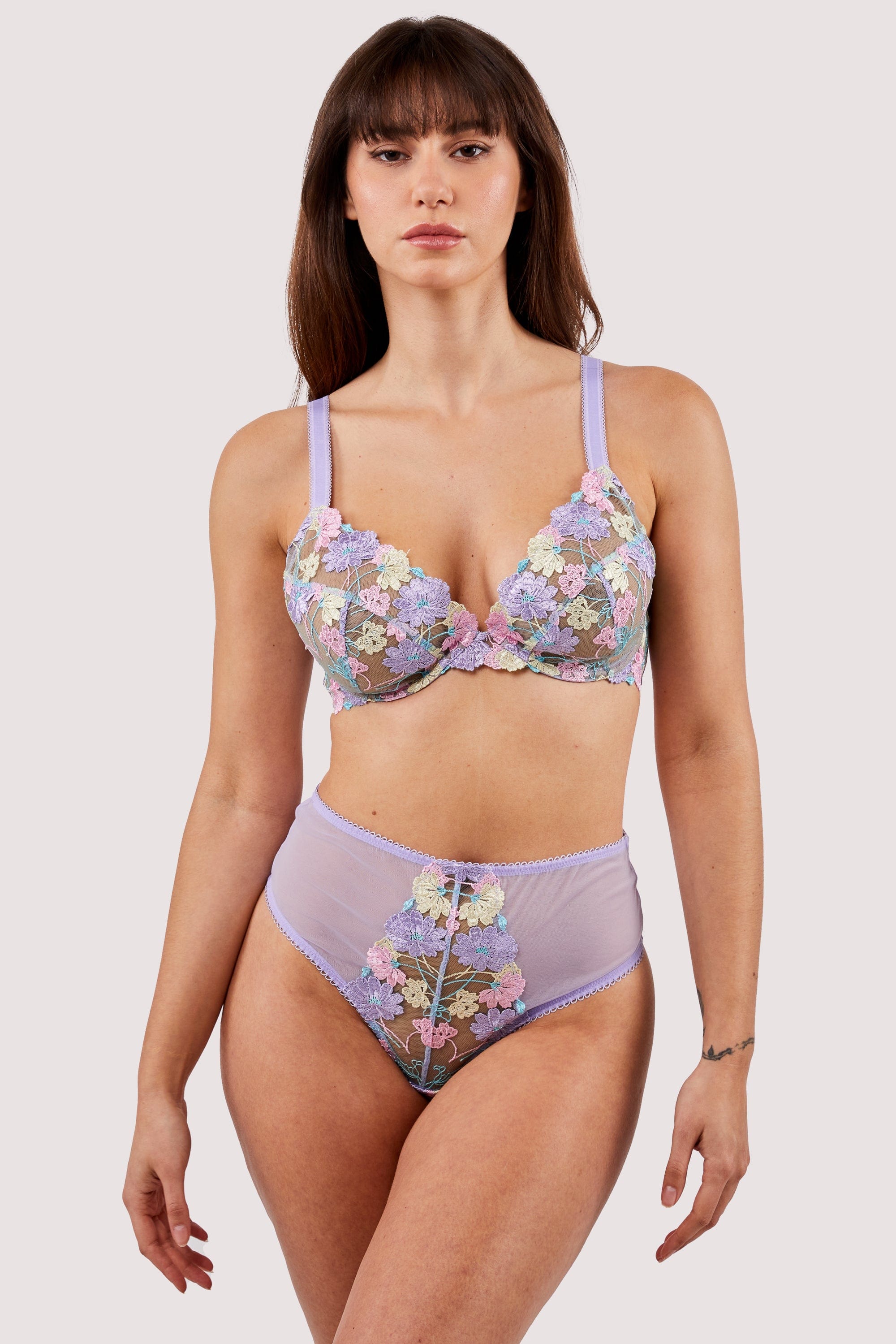 Luna Pastel Embroidered High Waisted Thong