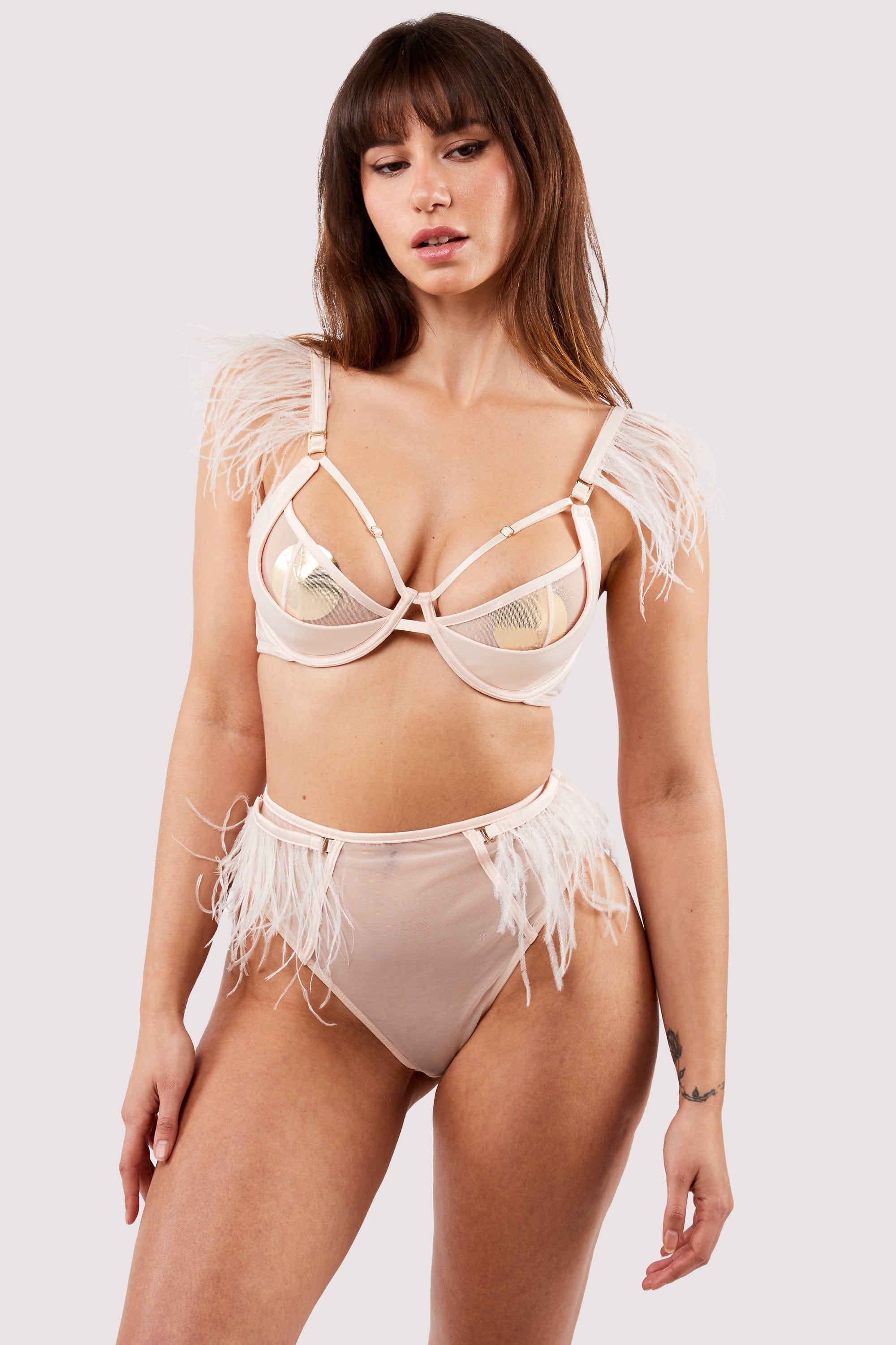Phoenix Blush Feather High Waisted Brief