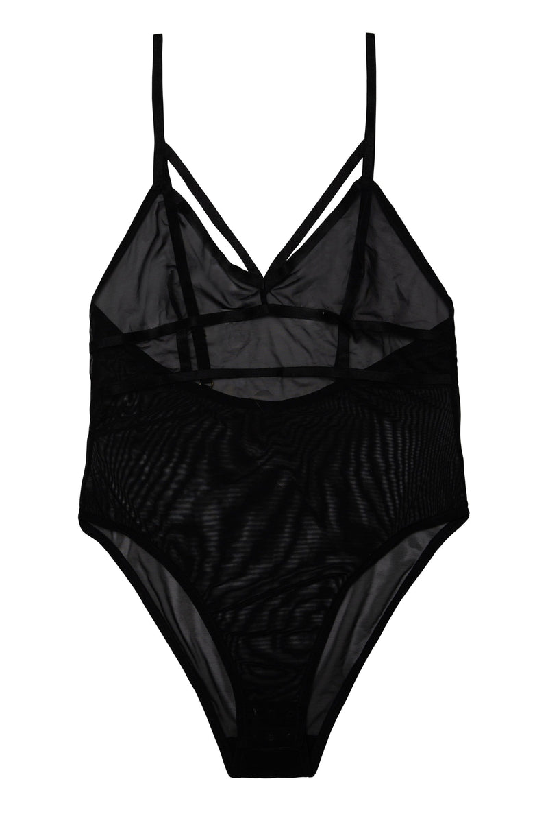 Hustler Arielle Mesh Body with Strap Detail Black
