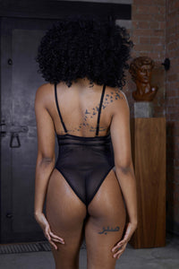 Hustler Arielle Mesh Body with Strap Detail Black