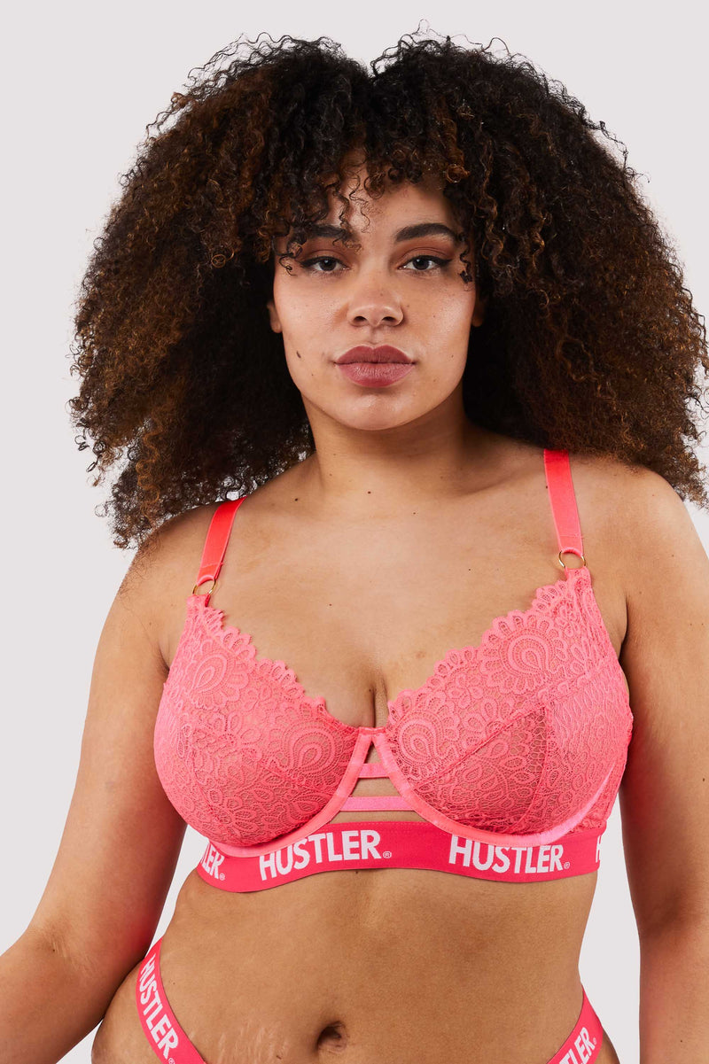 Branded Hot Pink Lace Bra – Playful Promises