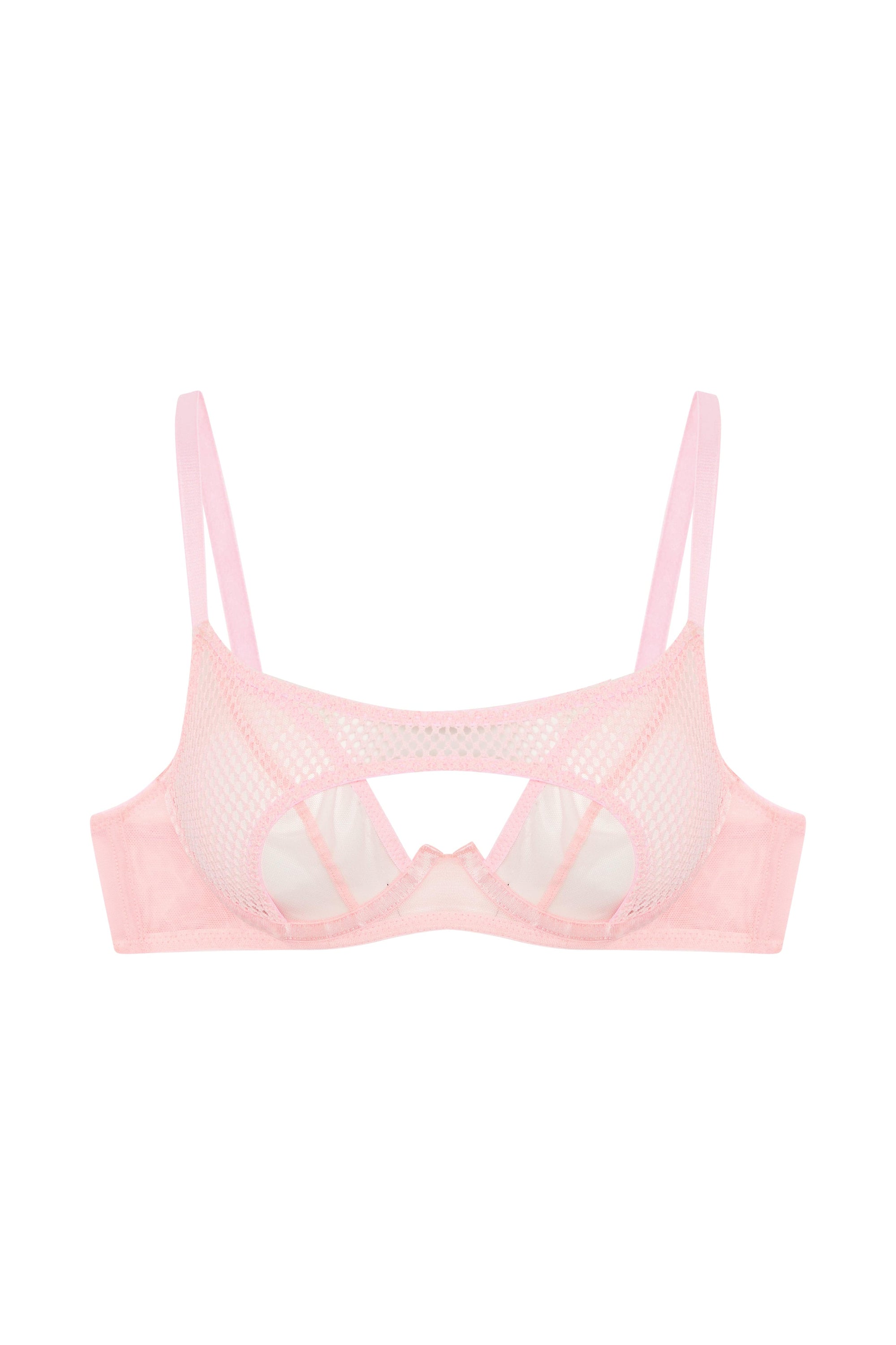 Greta Pink Cut Out Fishnet Bra
