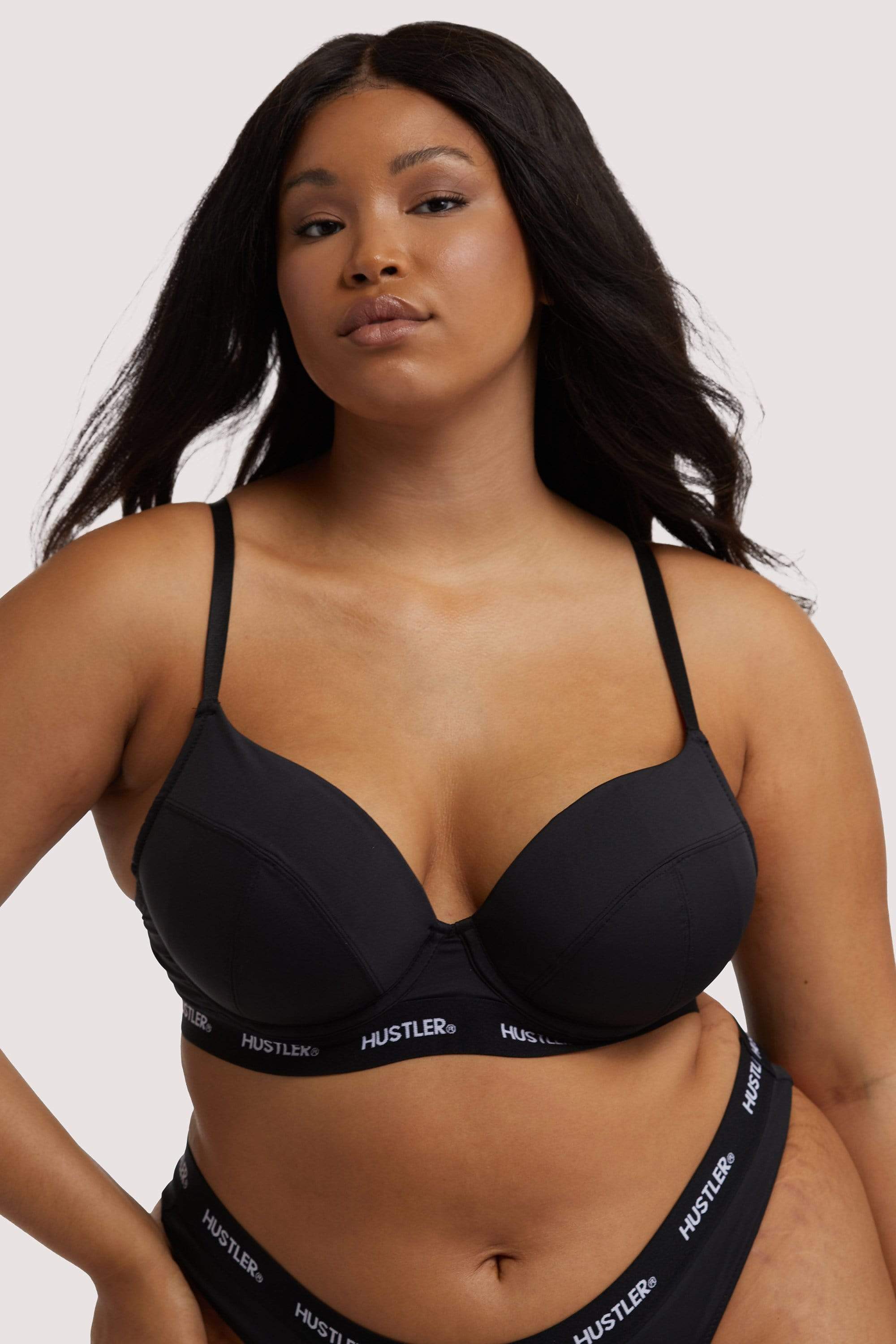 Branded Black Plunge Push Up Bra – Playful Promises