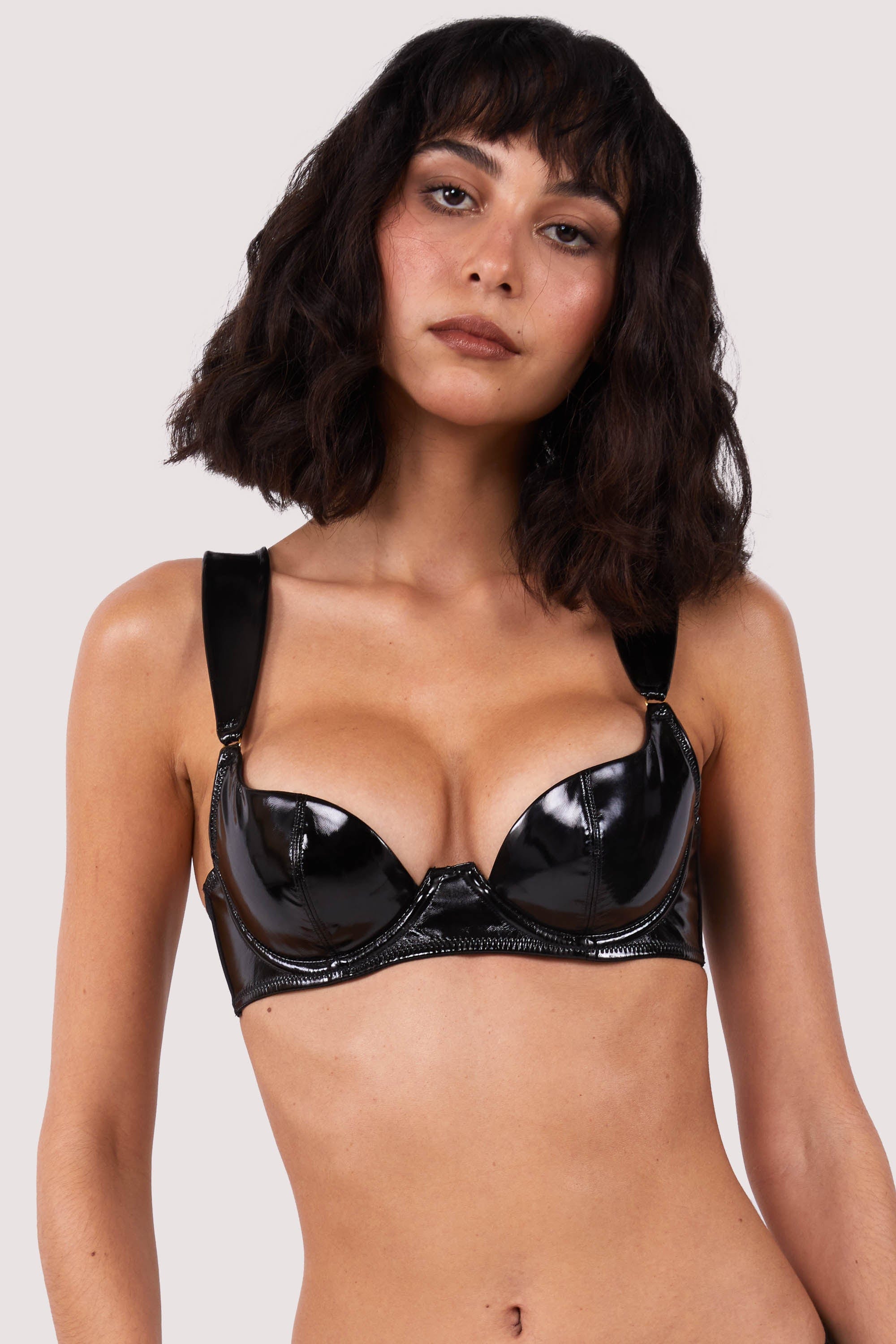Maxine Black PVC Plunge Bra