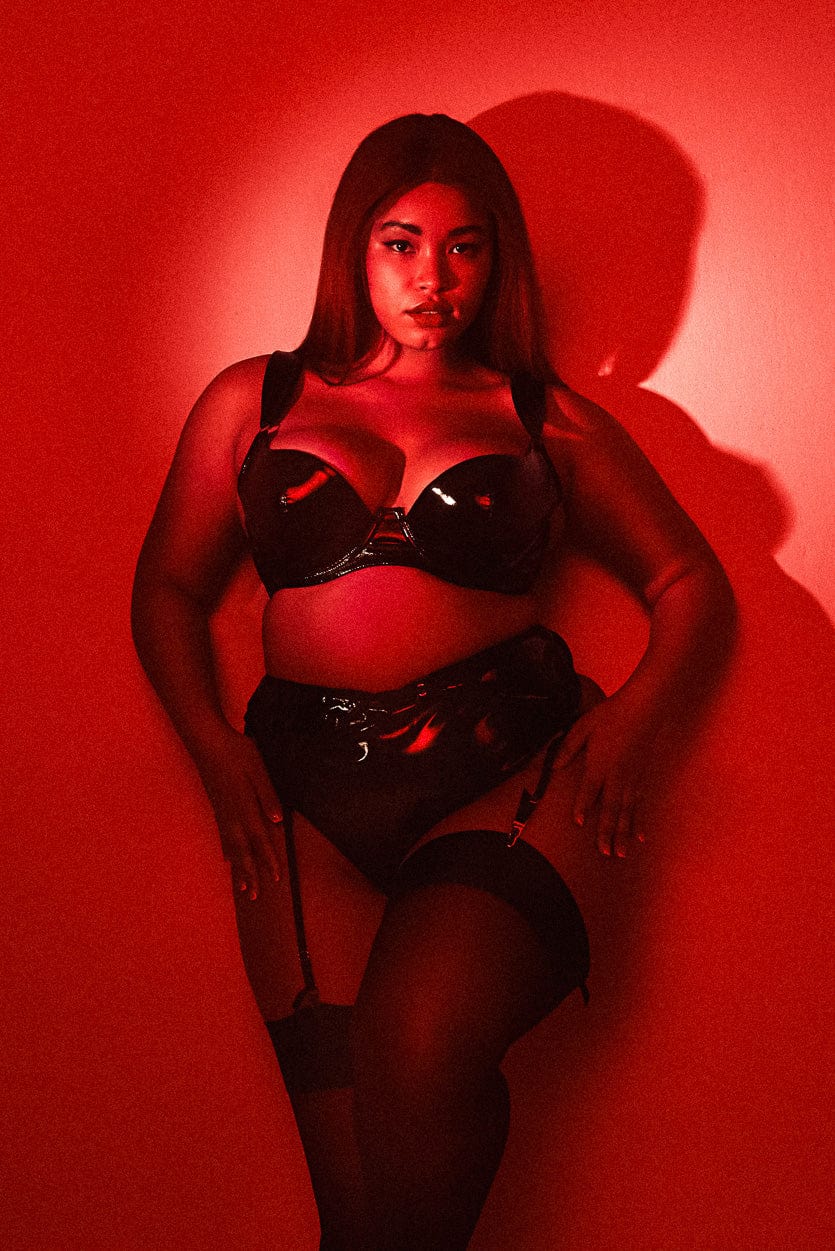 Maxine Black PVC Plunge Bra