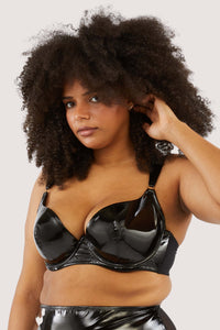 Maxine Black PVC Plunge Bra
