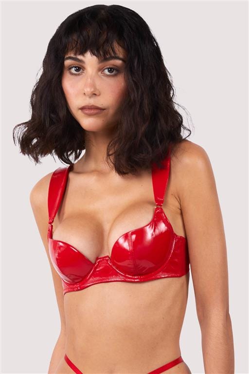 Maxine Red PVC Plunge Bra Playful Promises Maxine Red PVC Plunge Bra Playful Promises