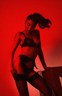 Reena Black Satin And Lace Cut Out Bra