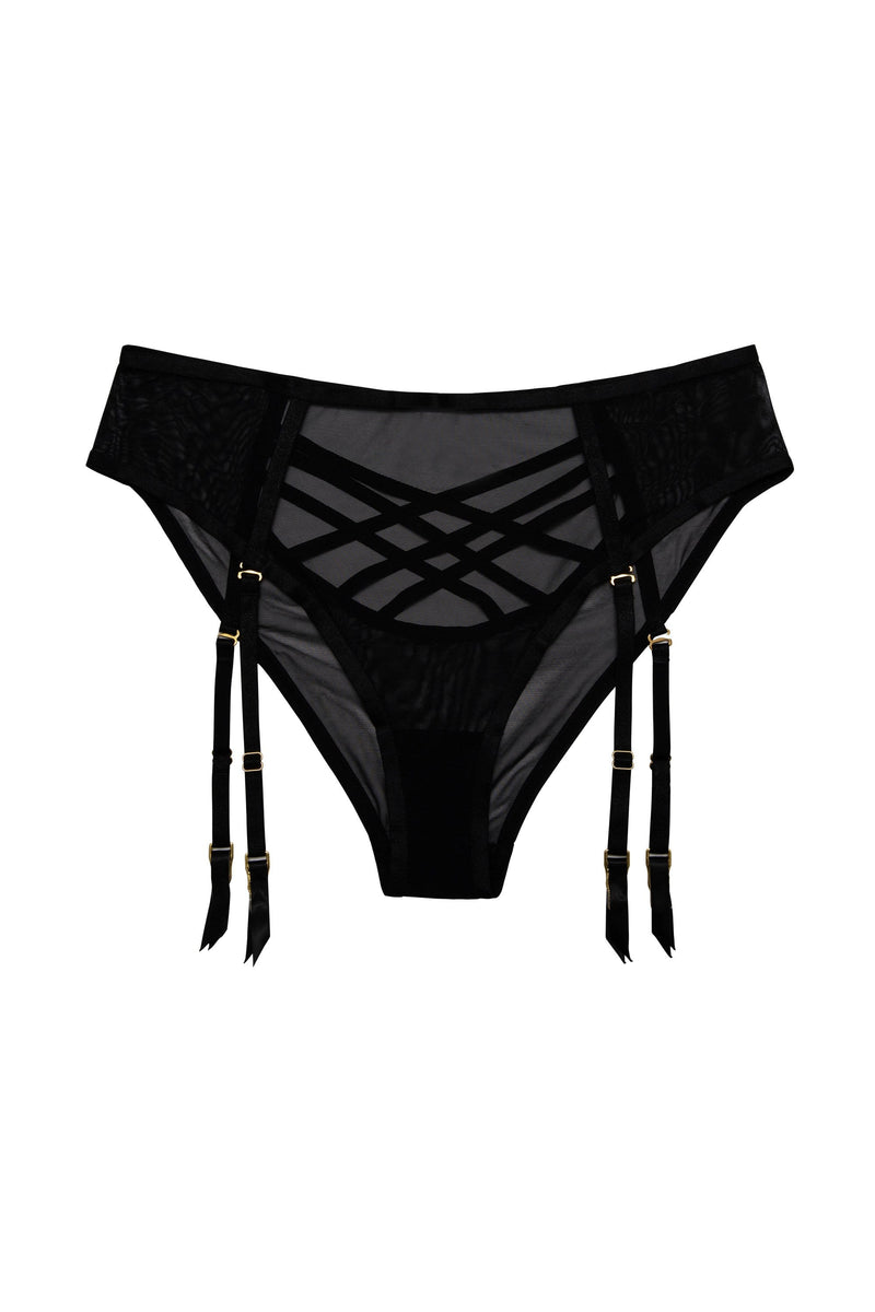 Hustler Arielle Mesh High Waist Black Brief