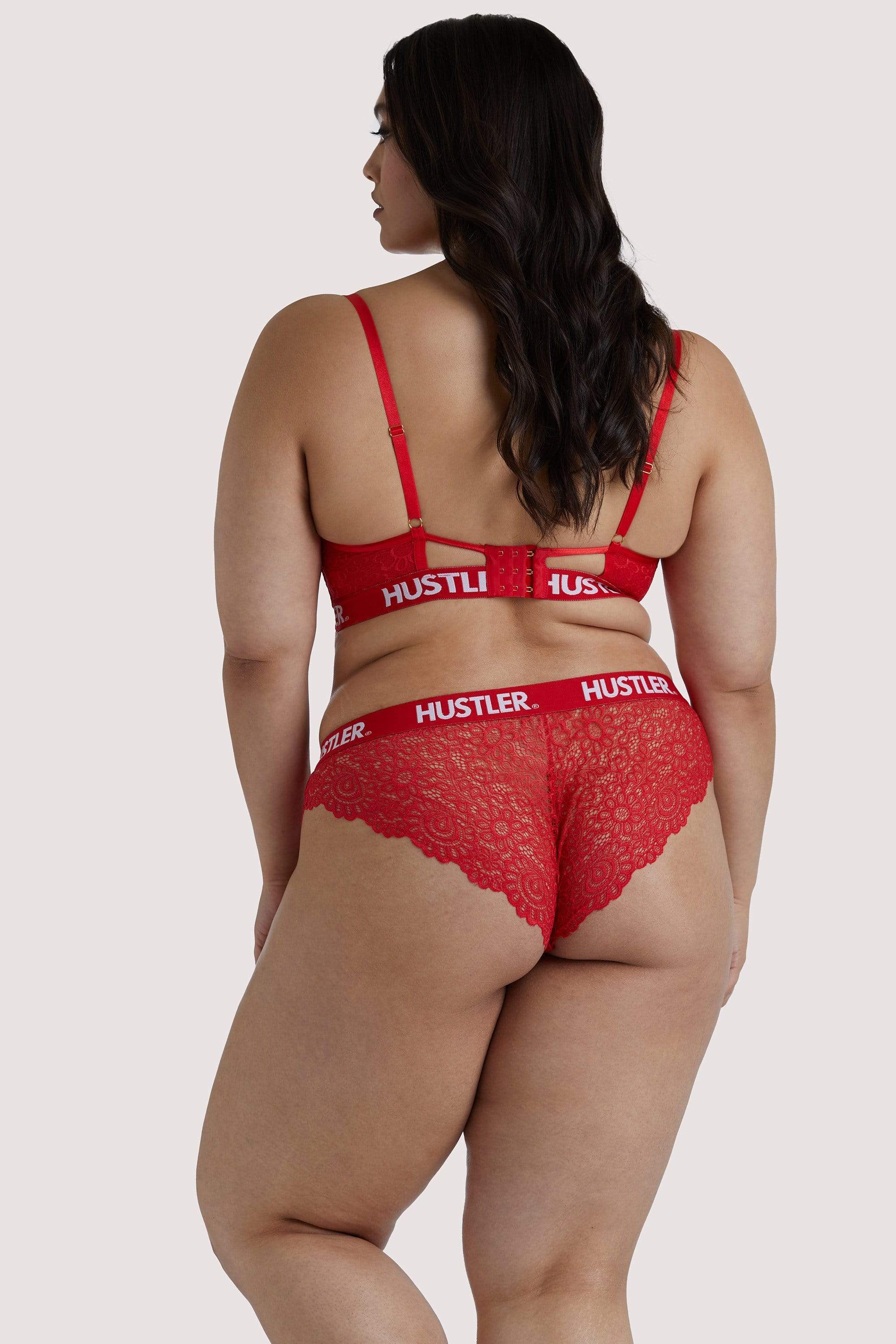 Branded Red Lace Curve Brief