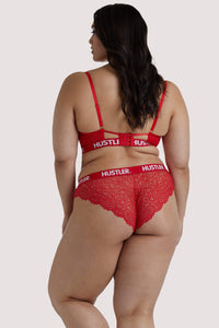 Branded Red Lace Curve Brief