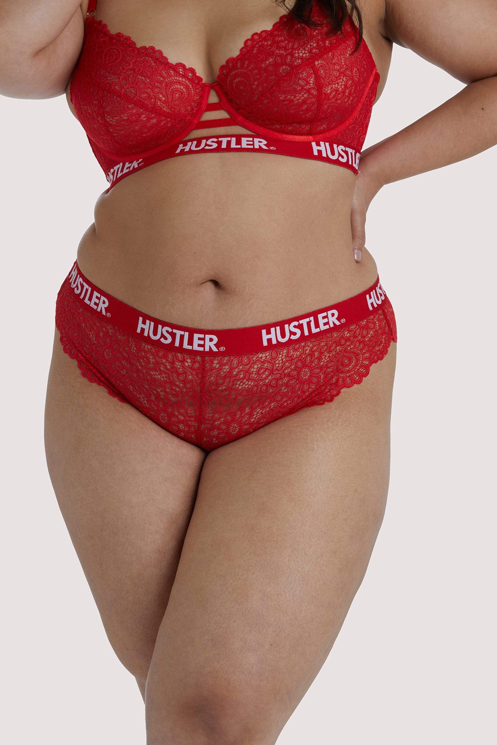 Branded Red Lace Curve Brief