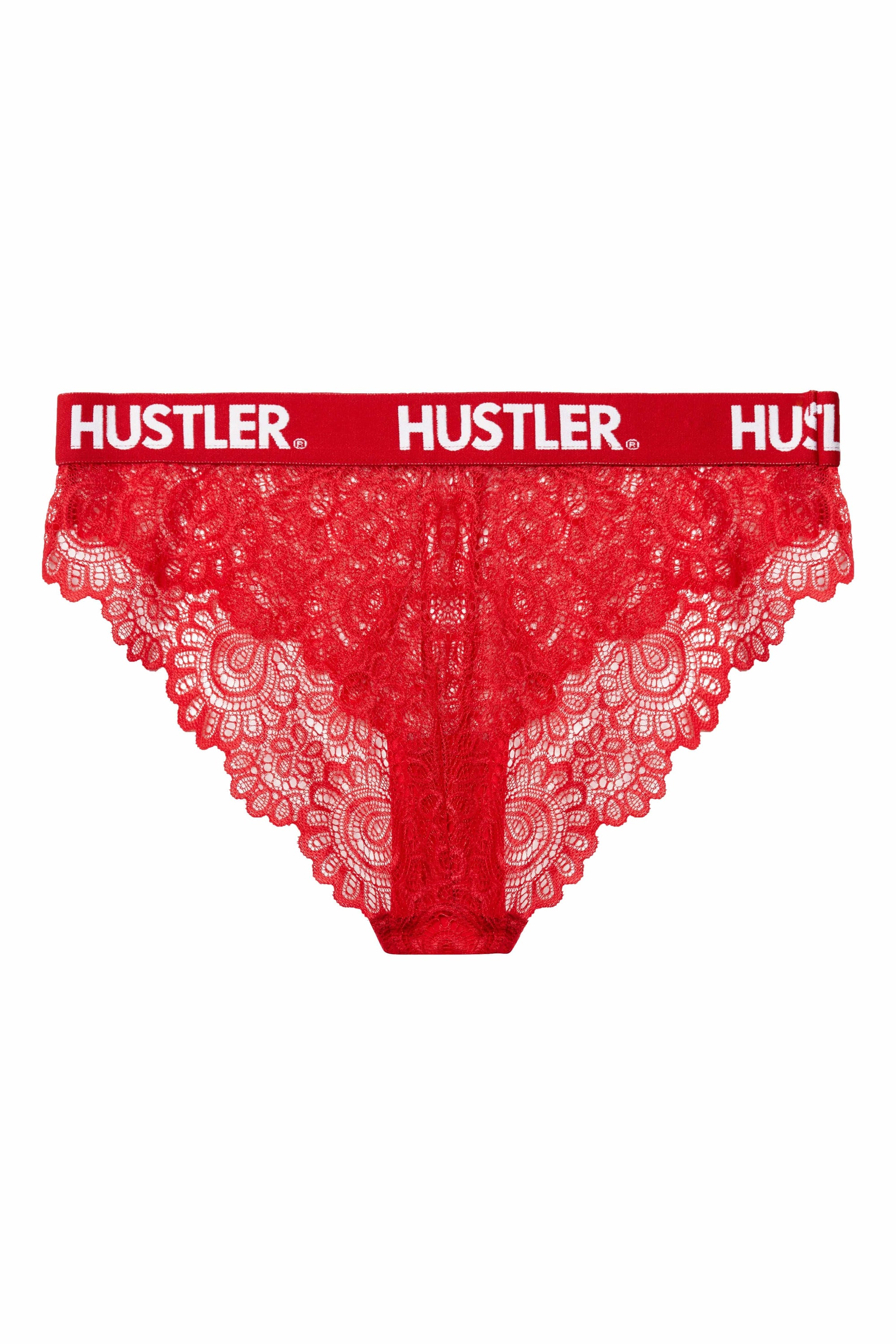 Branded Red Lace Curve Brief