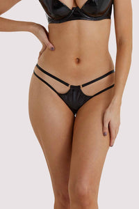 Maxine Black PVC Strap and Ring Detail Brief
