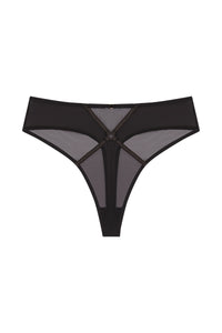 Naya Black Mesh Cut Out High Waist Thong