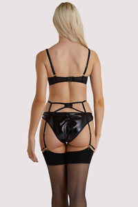 Maxine Black PVC Strap and Ring Detail Suspender