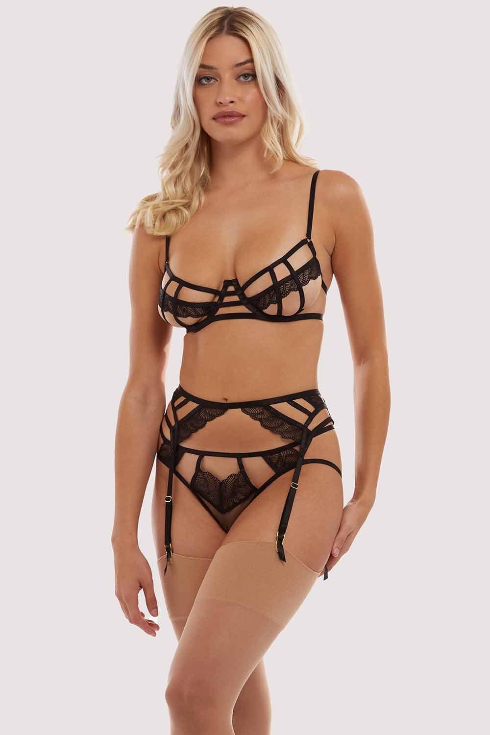 Tilly Black Caged Embroidery Suspender