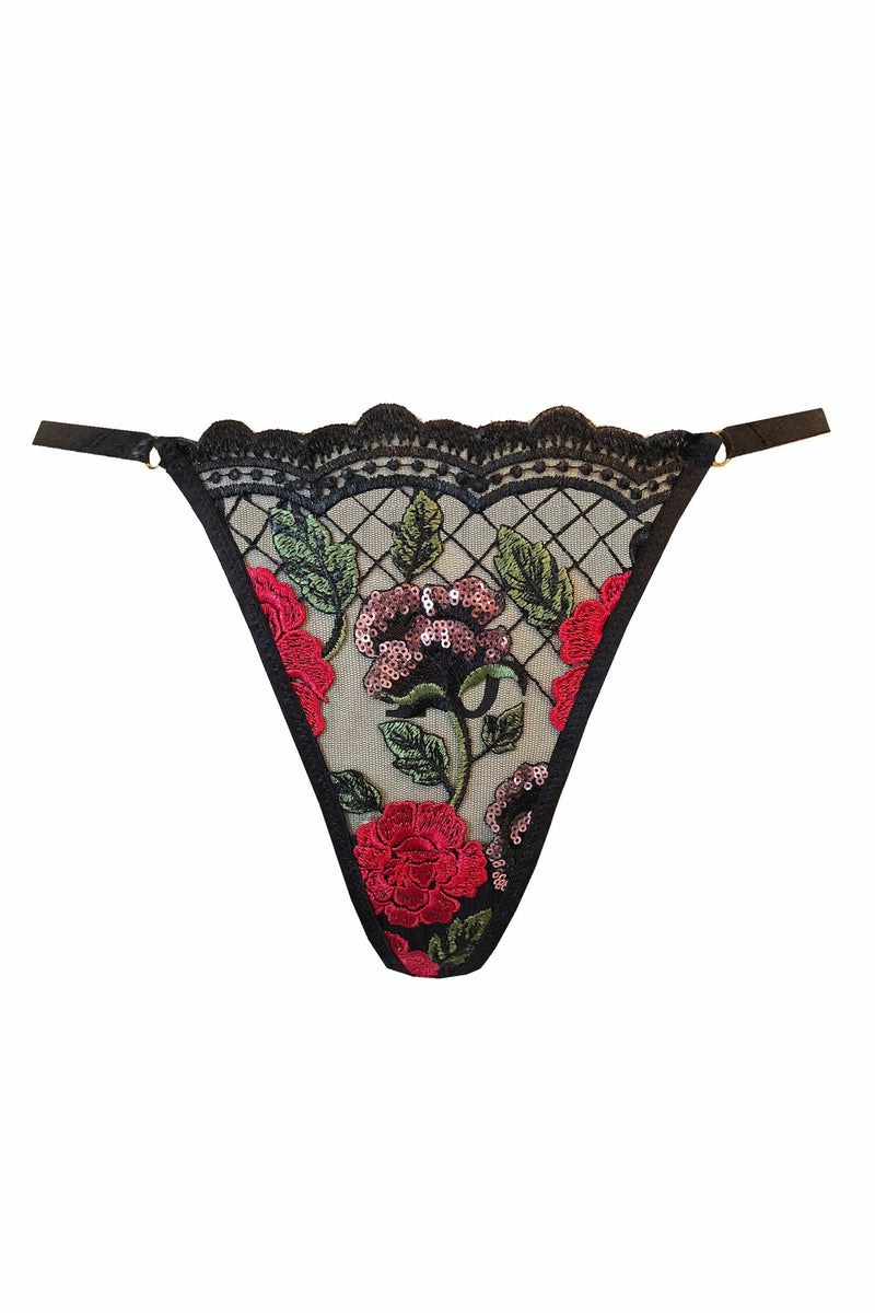 Black Wild Roses G-String