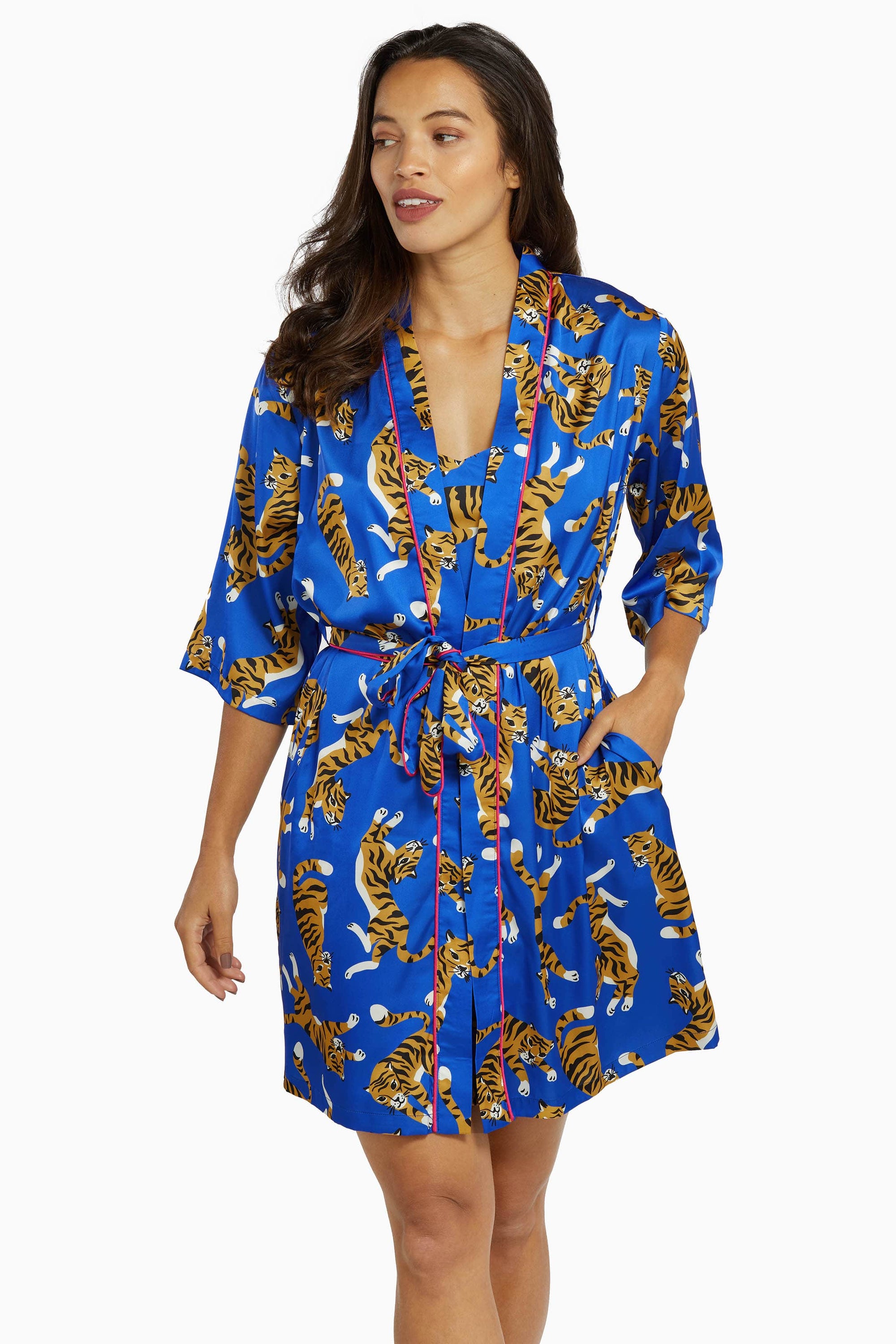 Blue Tiger Short Robe