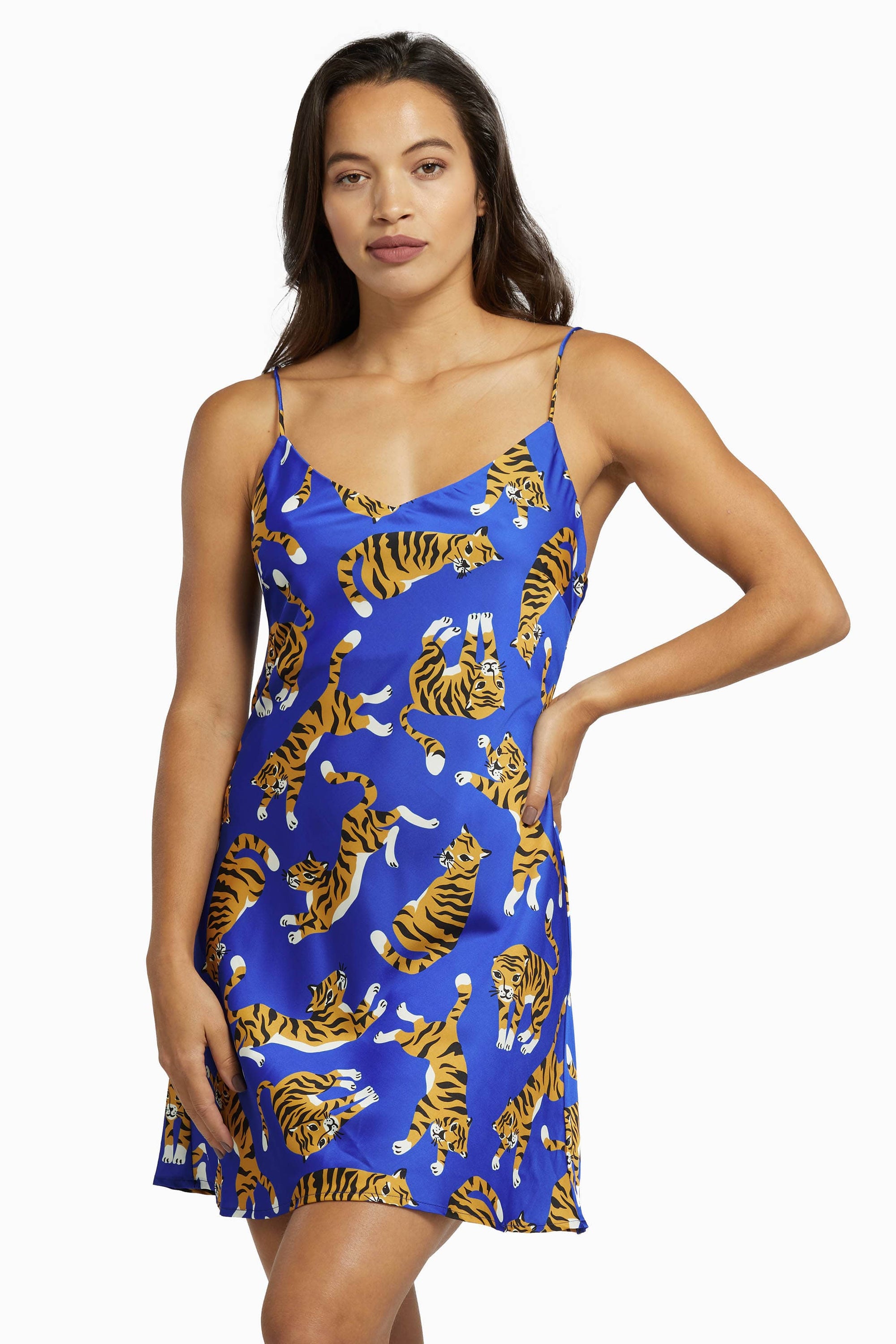 Tiger satin slip dress sale