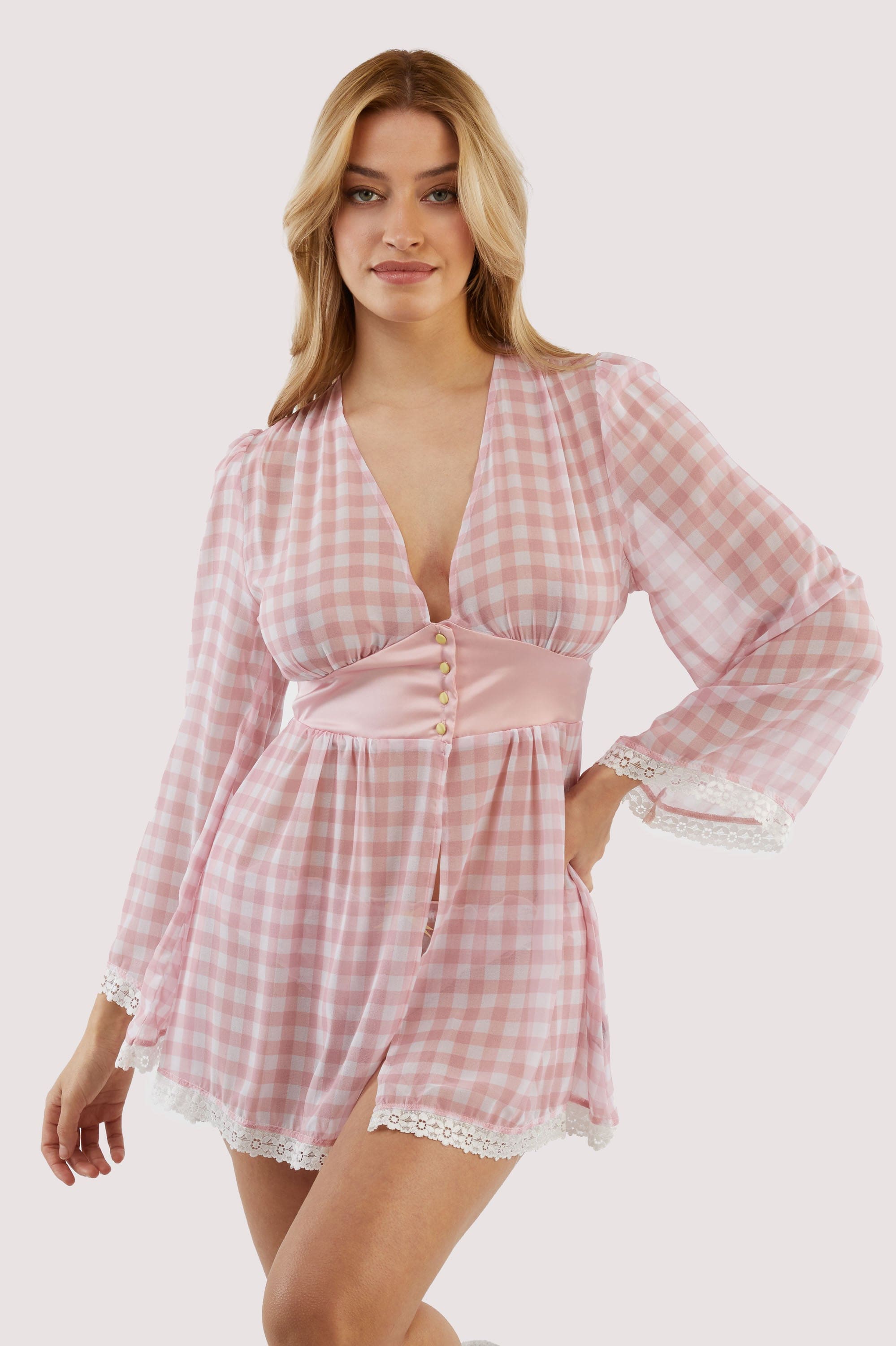 Mini Pink Gingham Robe