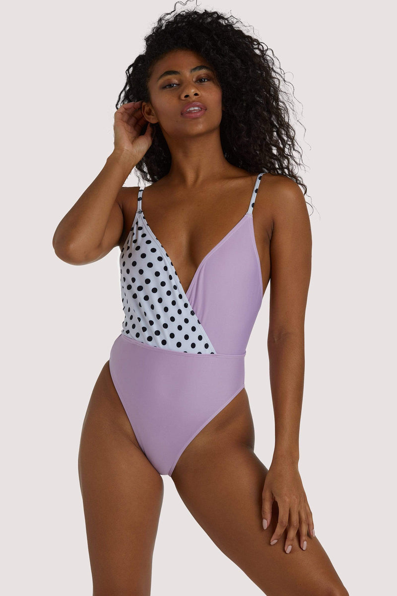 Purple and Polka Dot Mixed Swimsuit