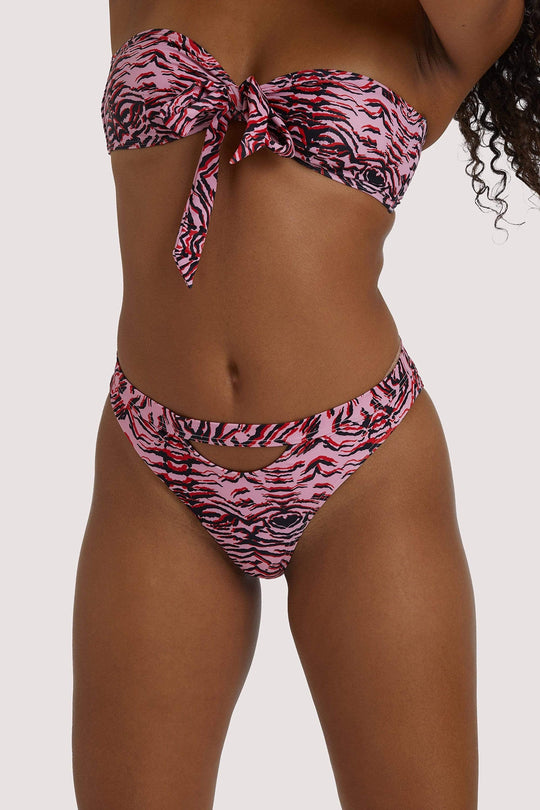 Tiger Print High Leg Bikini Bottom