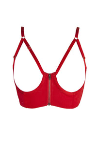 Peek & Beau Meret Red Zip Longline Bra