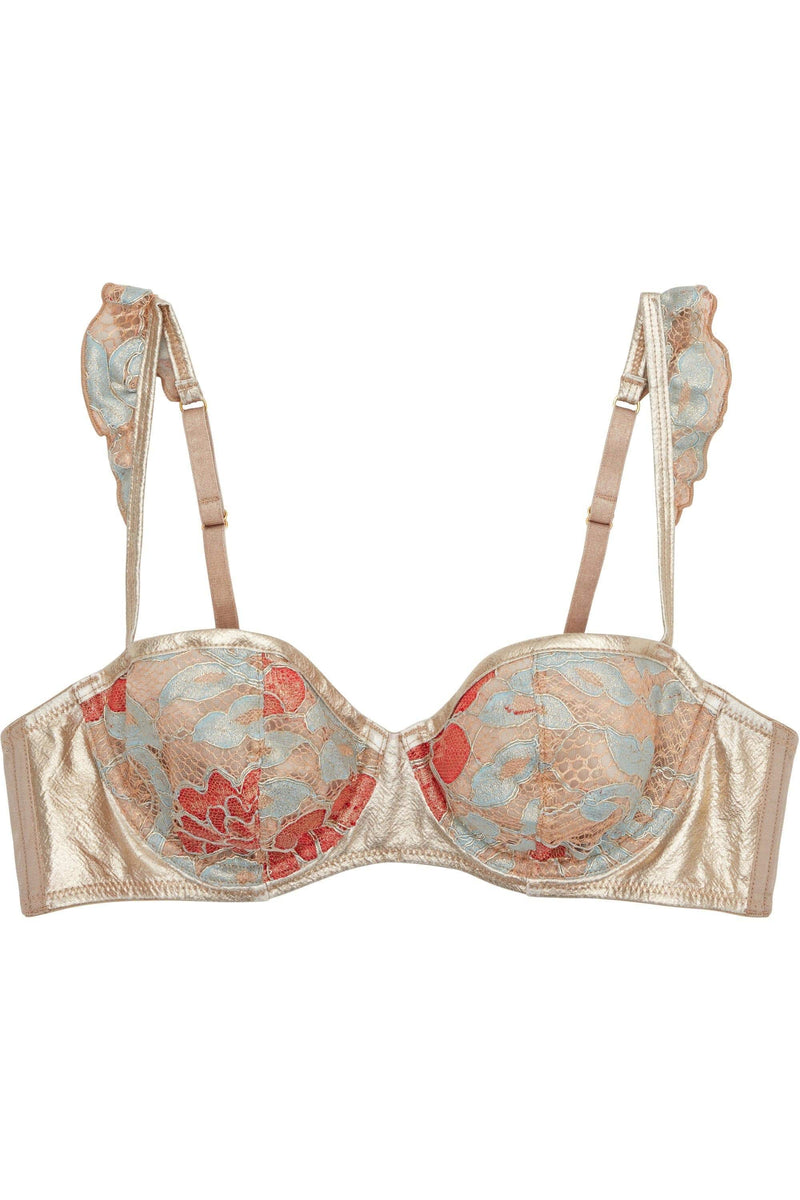 Peek & Beau Quinn Gold leatherette and lace bra A - E