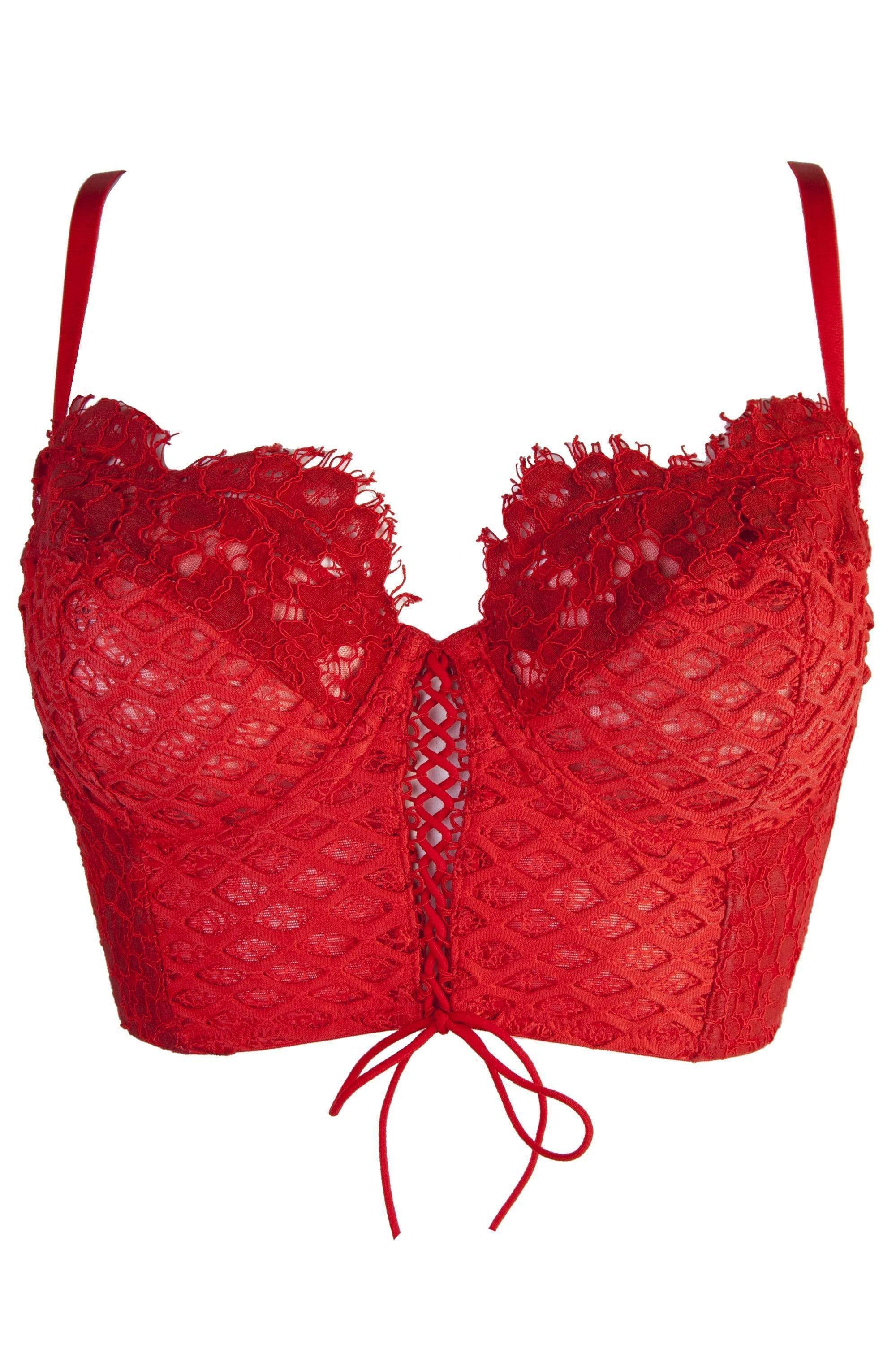 Peek & Beau Toyen Red Mesh & Lace Longline Corset Bra – Playful