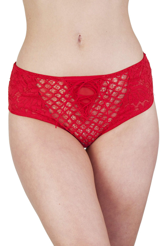 Peek & Beau Toyen Red Mesh & Lace HW Corset Brief