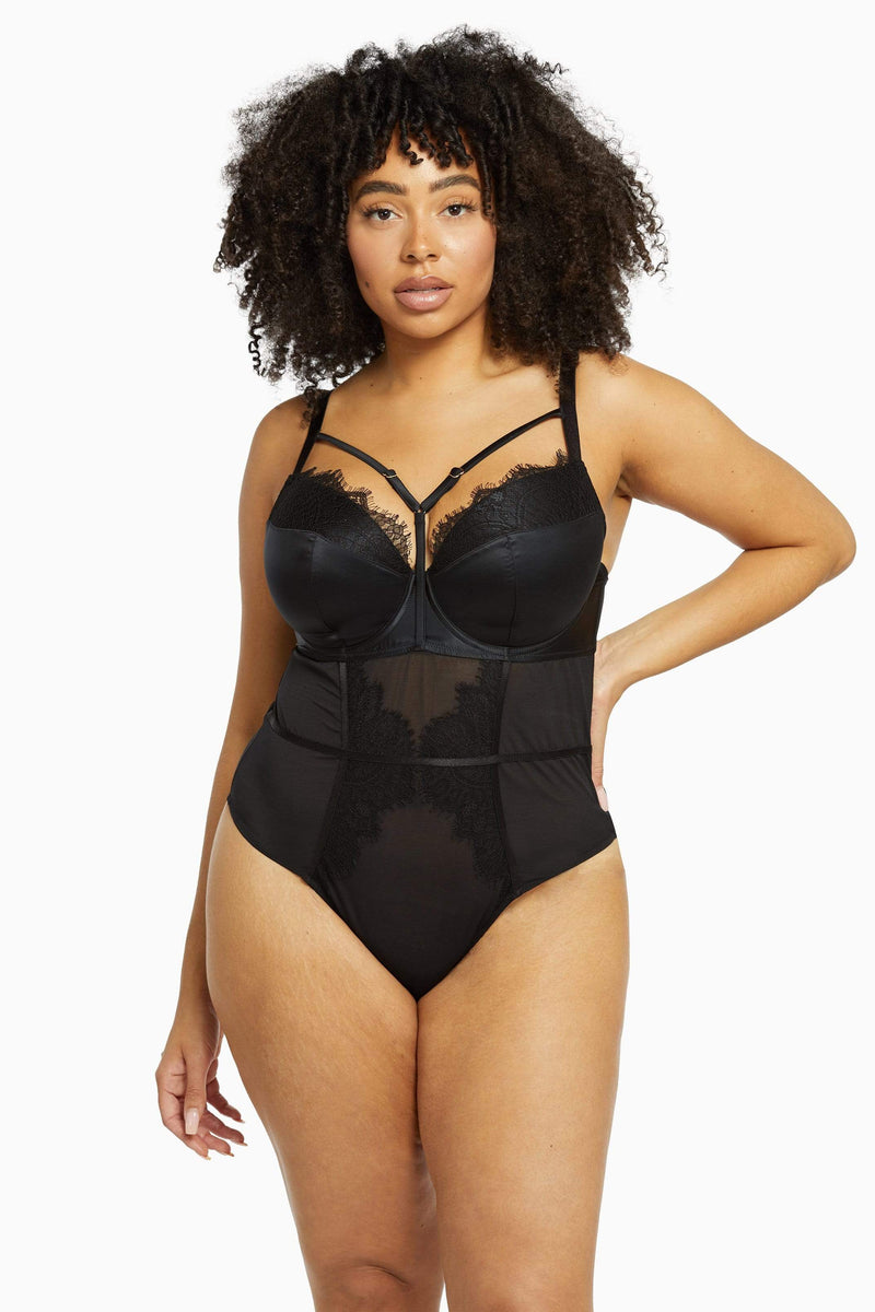 Lia Padded Overbust Strap Curve Mesh Body