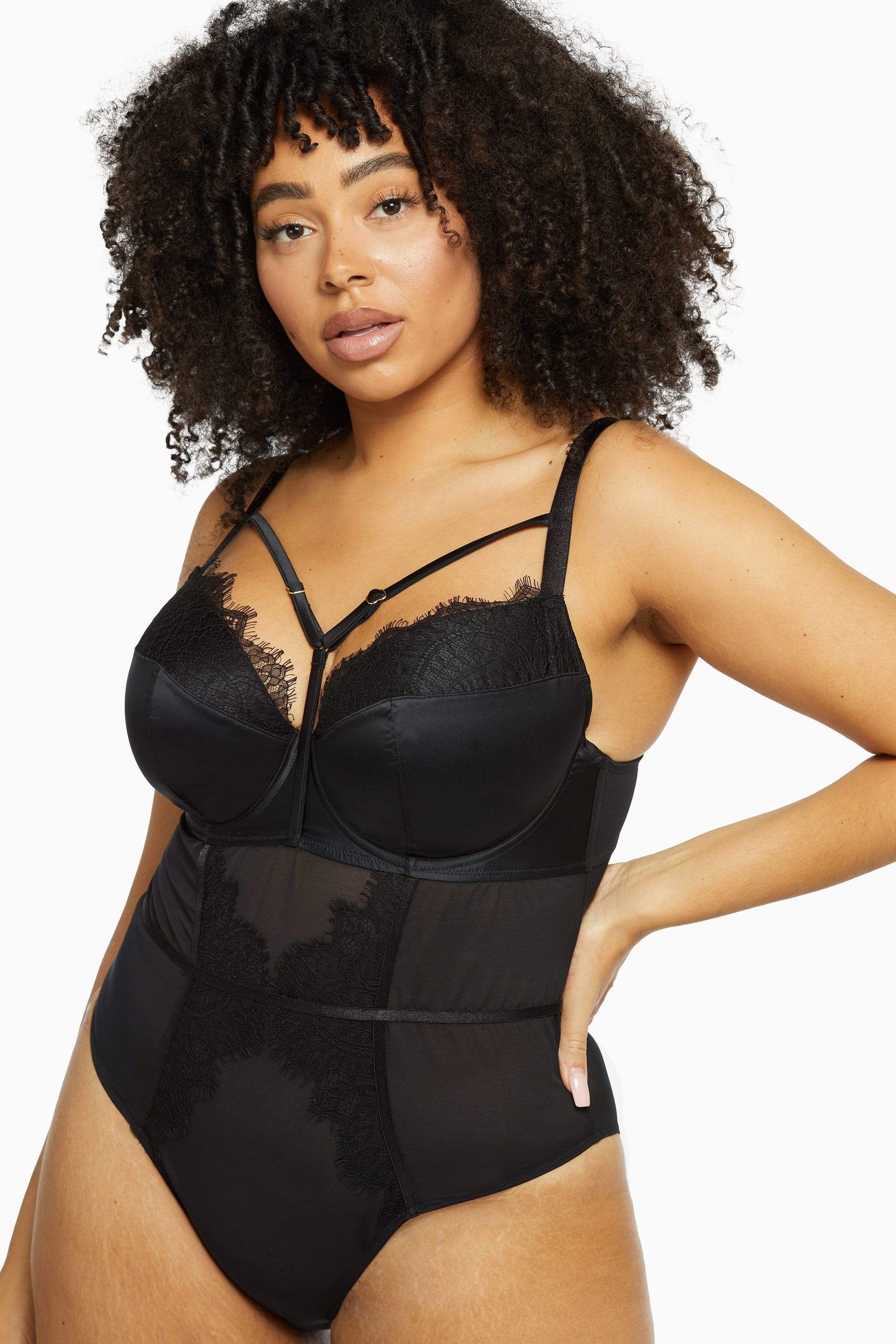 Lia Padded Overbust Strap Curve Mesh Body