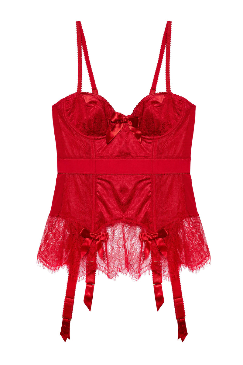 Tempest Lace Basque With Bows (Red)
