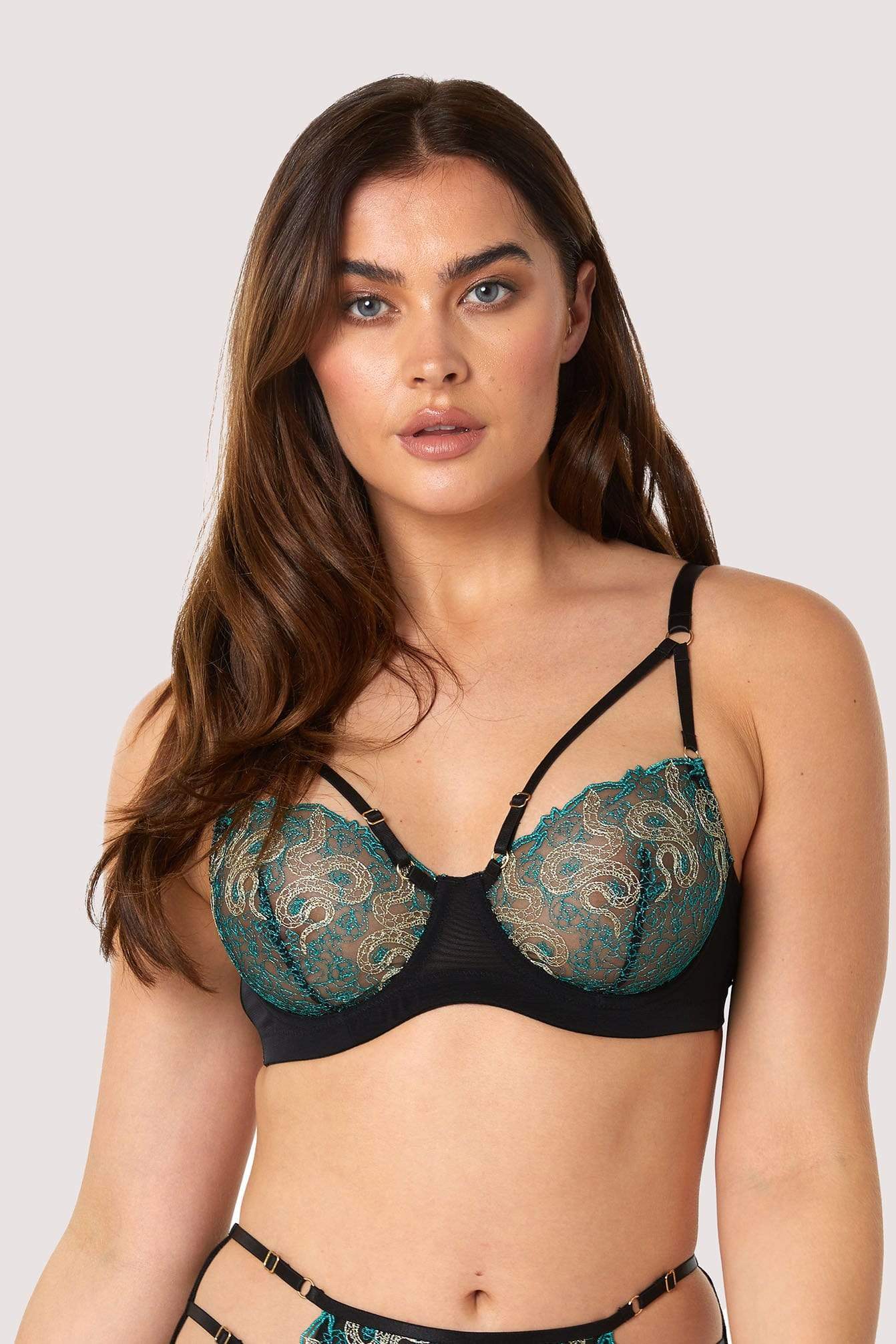 Dakota Green & Gold Snake Bra – Playful Promises