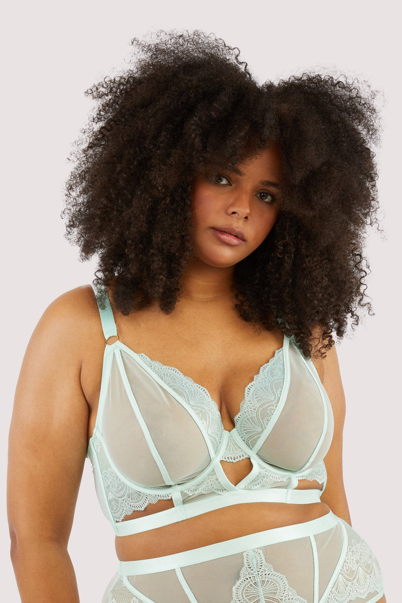 Fenella Aqua Lace and Net Longline Bra – Playful Promises