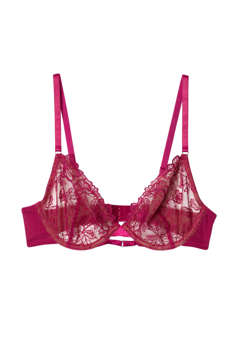 Marlowe Pink Floral Embroidered Plunge Bra – Playful Promises