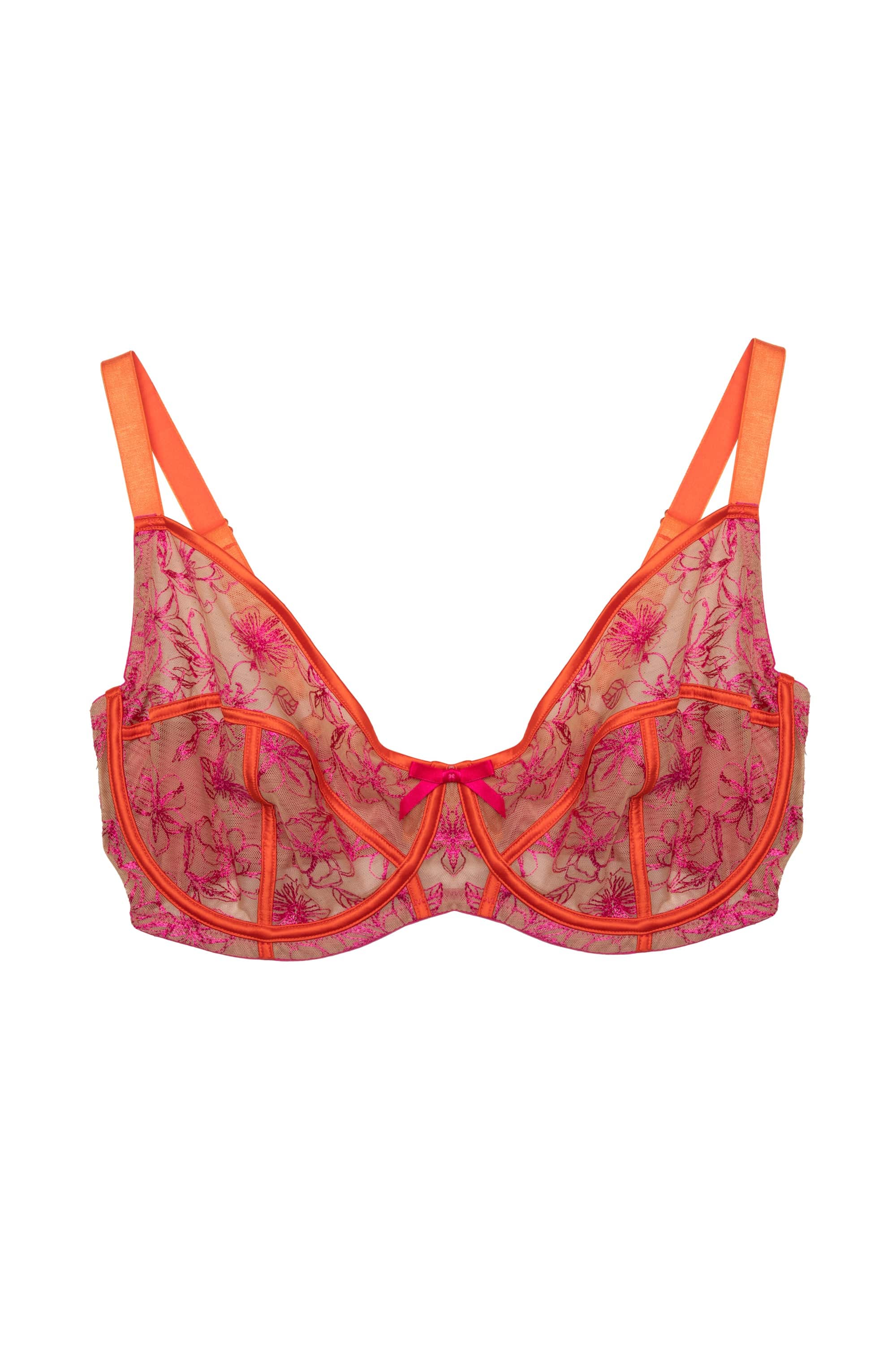 Olivia Pink Contrast Embroidery Balconette Bra Fuller Bust Exclusive – Playful  Promises