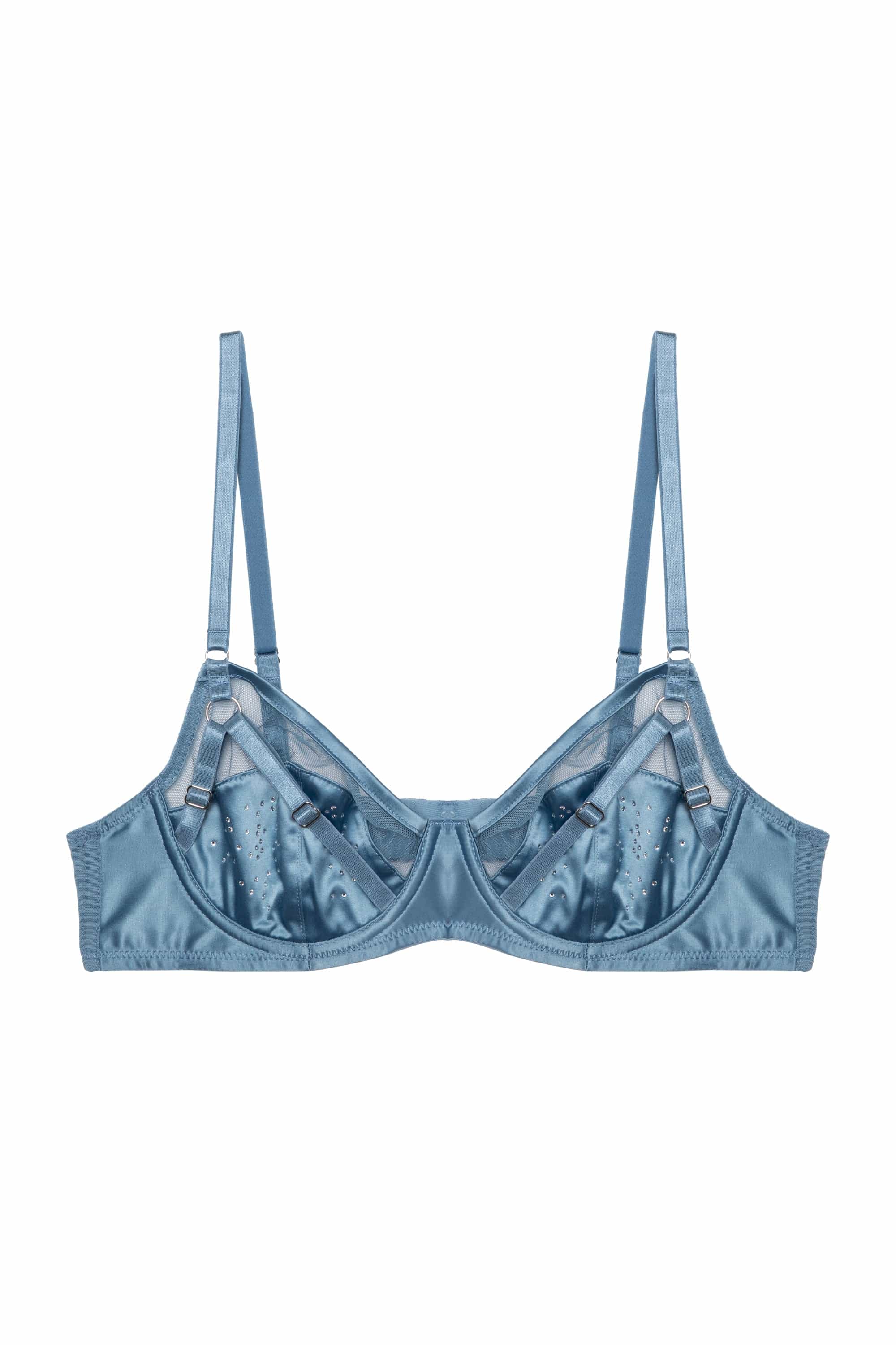 Olympia Storm Grey Diamante Mesh and Satin Bra – Playful Promises