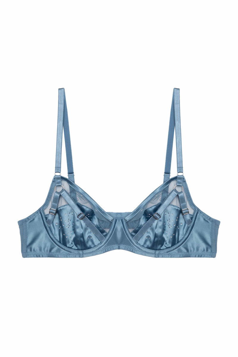 Olympia Storm Grey Diamante Mesh and Satin Bra – Playful Promises