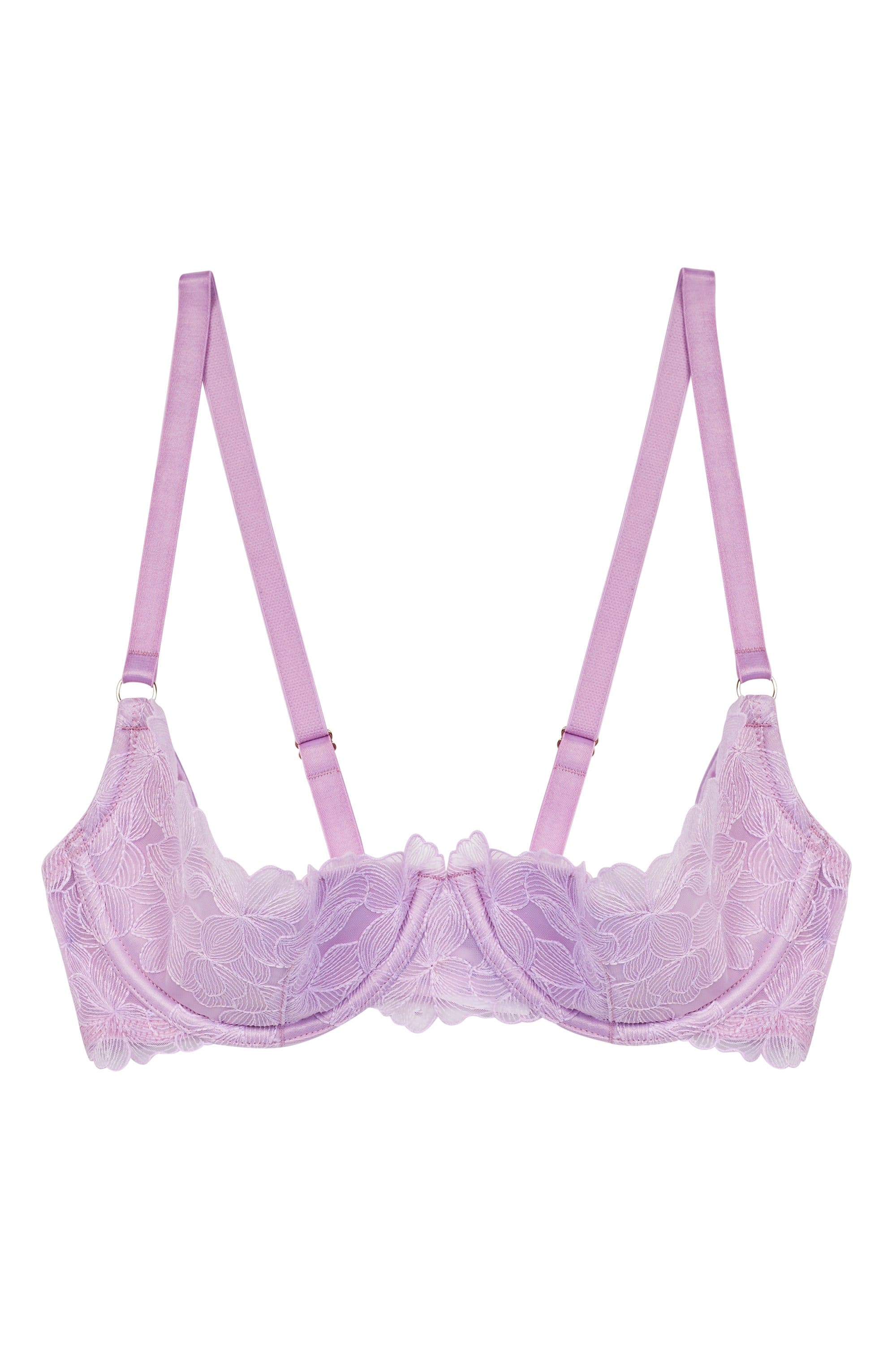 Lilac Lace Cupped Bra With Bow, Lingerie
