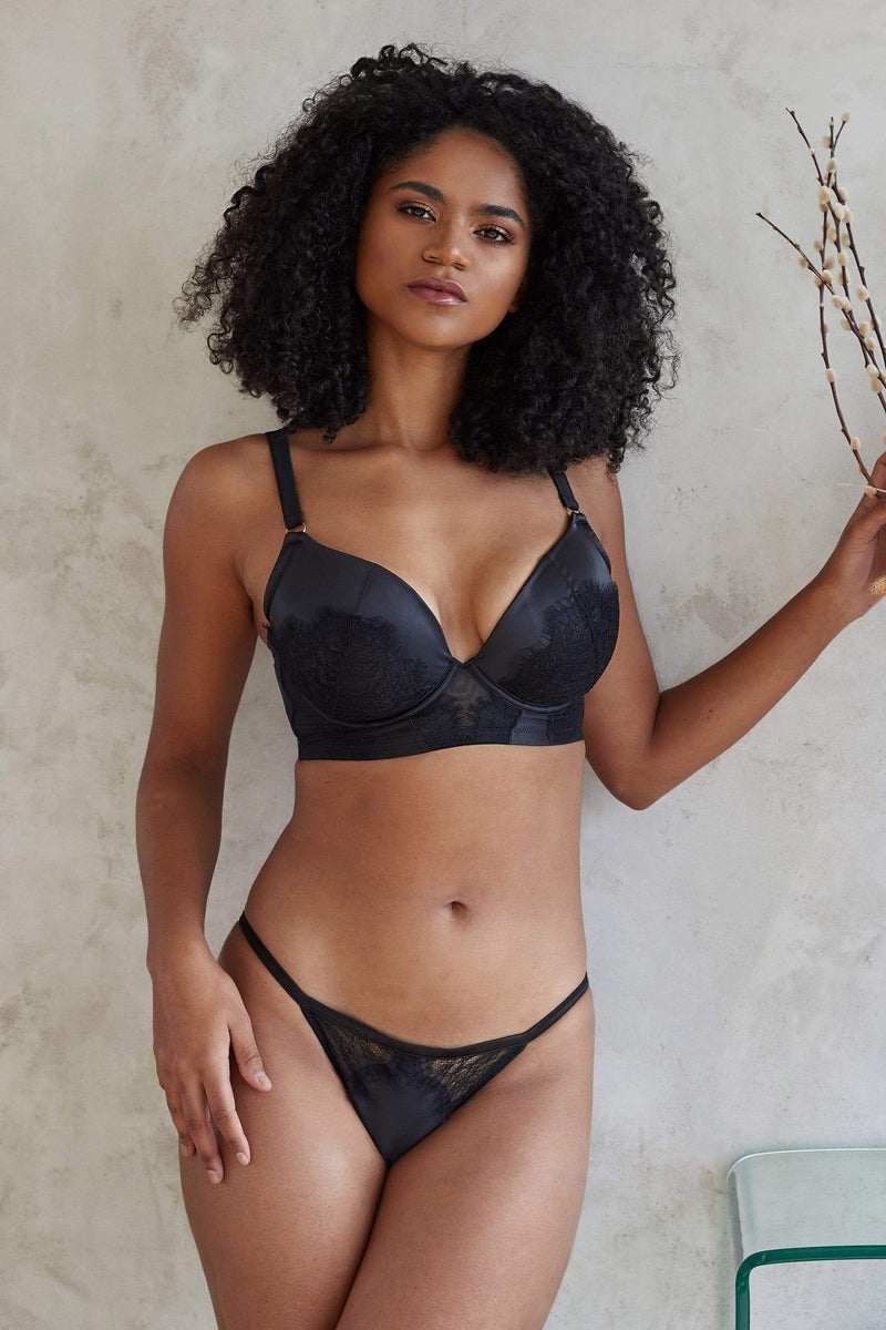 Melina Black Longline Plunge Bra – Playful Promises