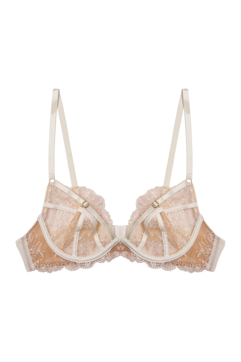 Cassia Ivory Floral Embroidery Caged Bra