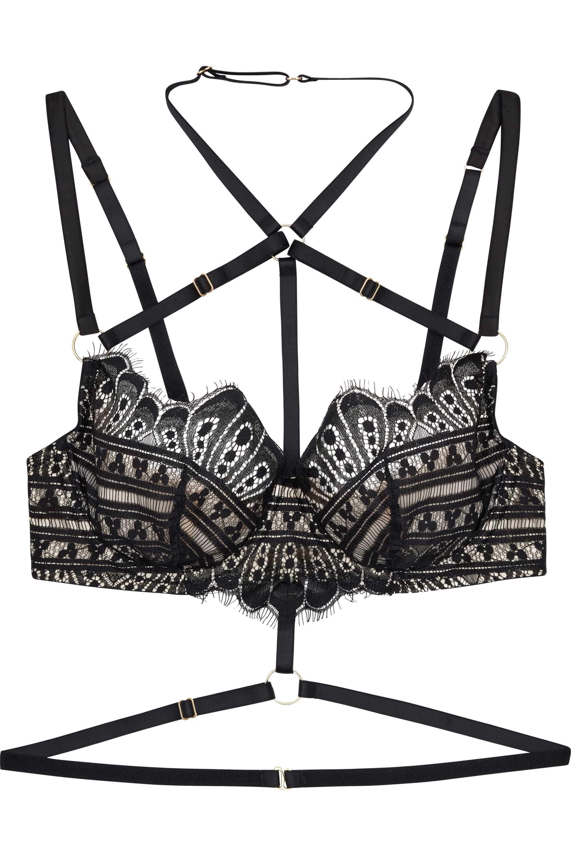 Sky Pearl Quarter Cup Lace Harness Curve Bra
